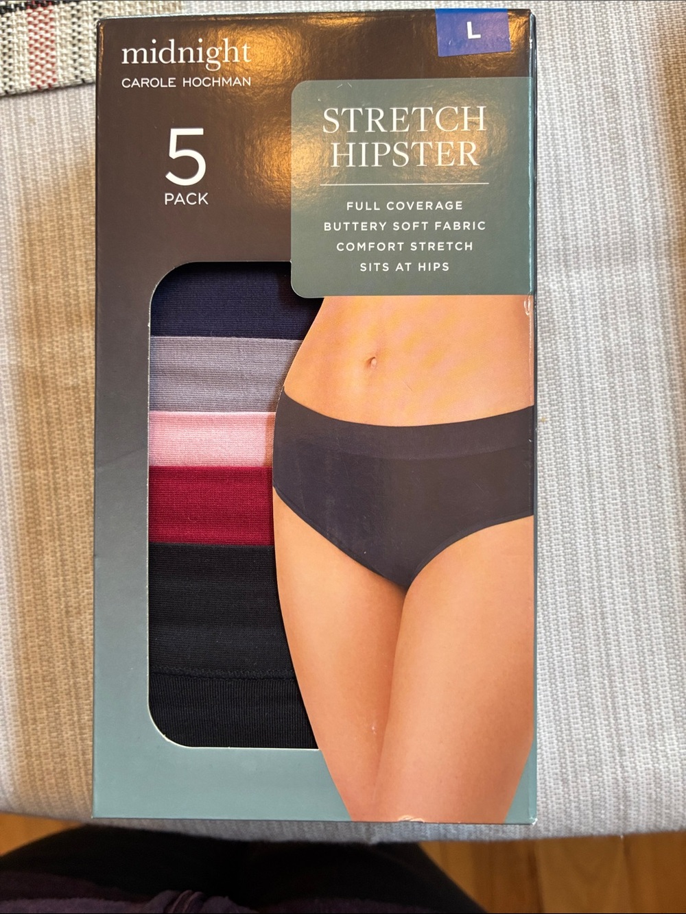 Midnight by Carole Hochman Stretch Hipster 5-Pack - Navy, Gray, Pink, Red, Black